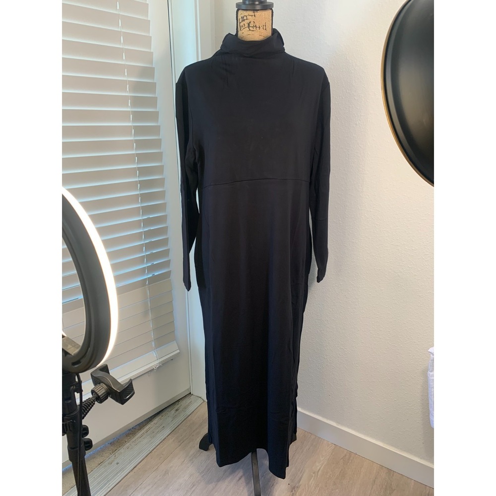 (K-288) Women with Control Black Turtleneck Maxi Dress XLT New QVC Stretch Knit - Picture 2 of 14